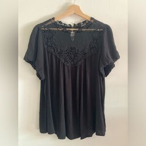 Torrid Black Lace Trim Top 2X Whimsigoth Goth